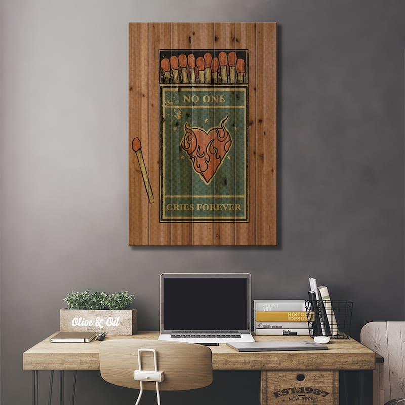 No One Cries Forever Print On Wood by Illunatica - Multi-Color
