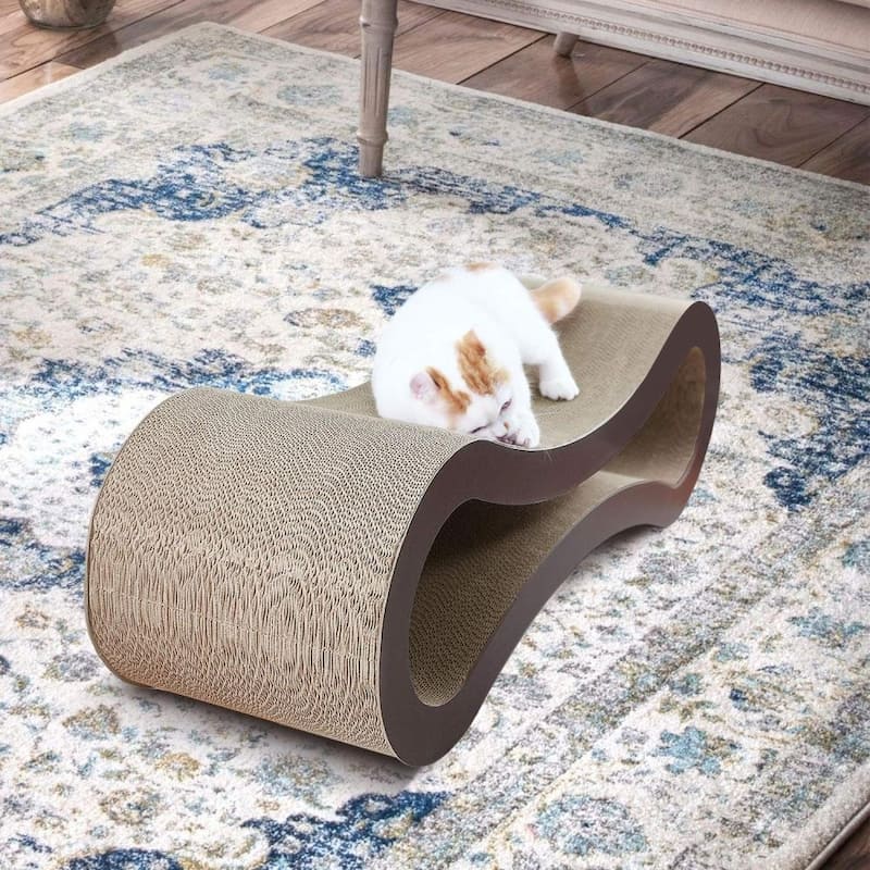 Curved Cat Scratcher Cat Cardboard Furniture Protector Infinity Shape