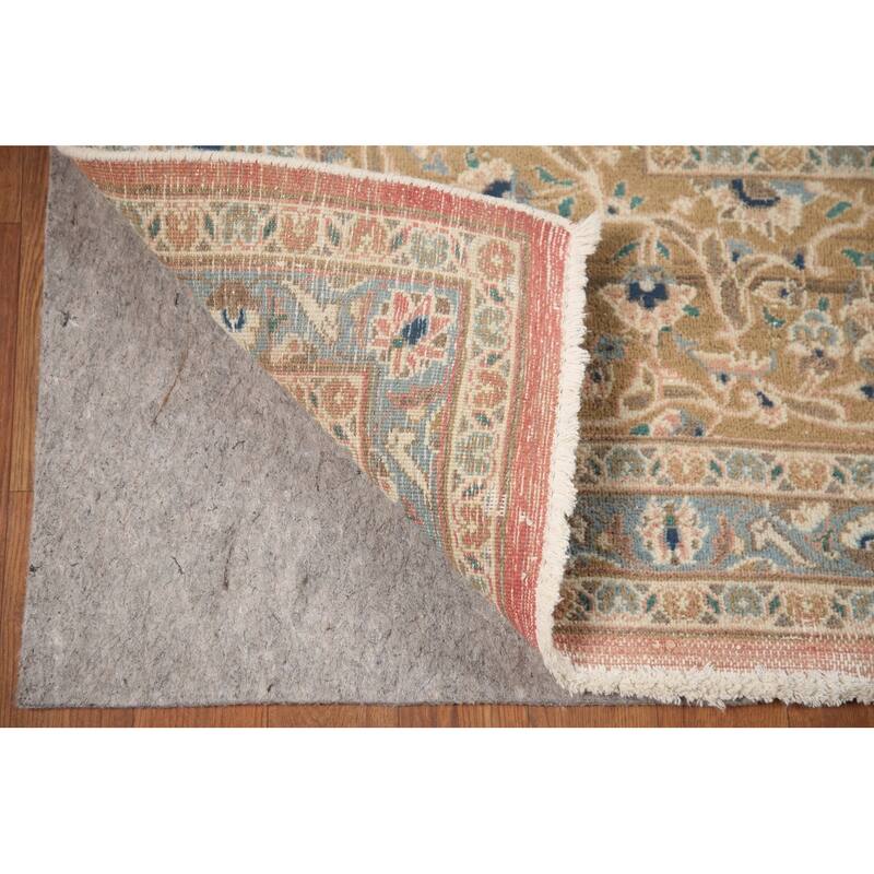Hand Knotted Oriental 100% Wool Carpet Traditional Floral Pink Mashad Area Rug - 12' 5'' X 9' 7''
