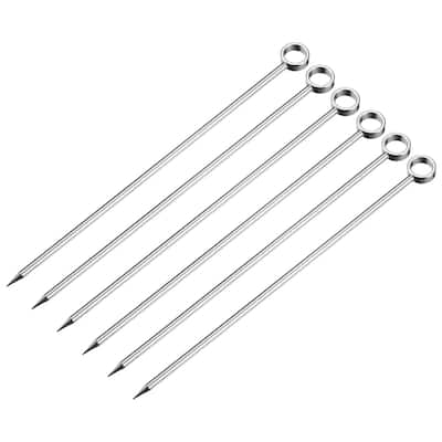 Metal Cocktail Picks 6Pcs, Reusable Cocktail Toothpick Circle Shape - Silver - 11 cm/ 4.3 inches