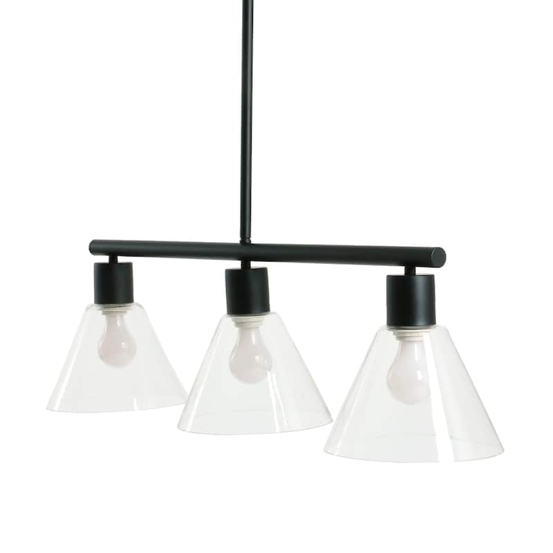 Metal and Glass Linear Chandelier - 33.8"L x 8.6"W x 58.3"H