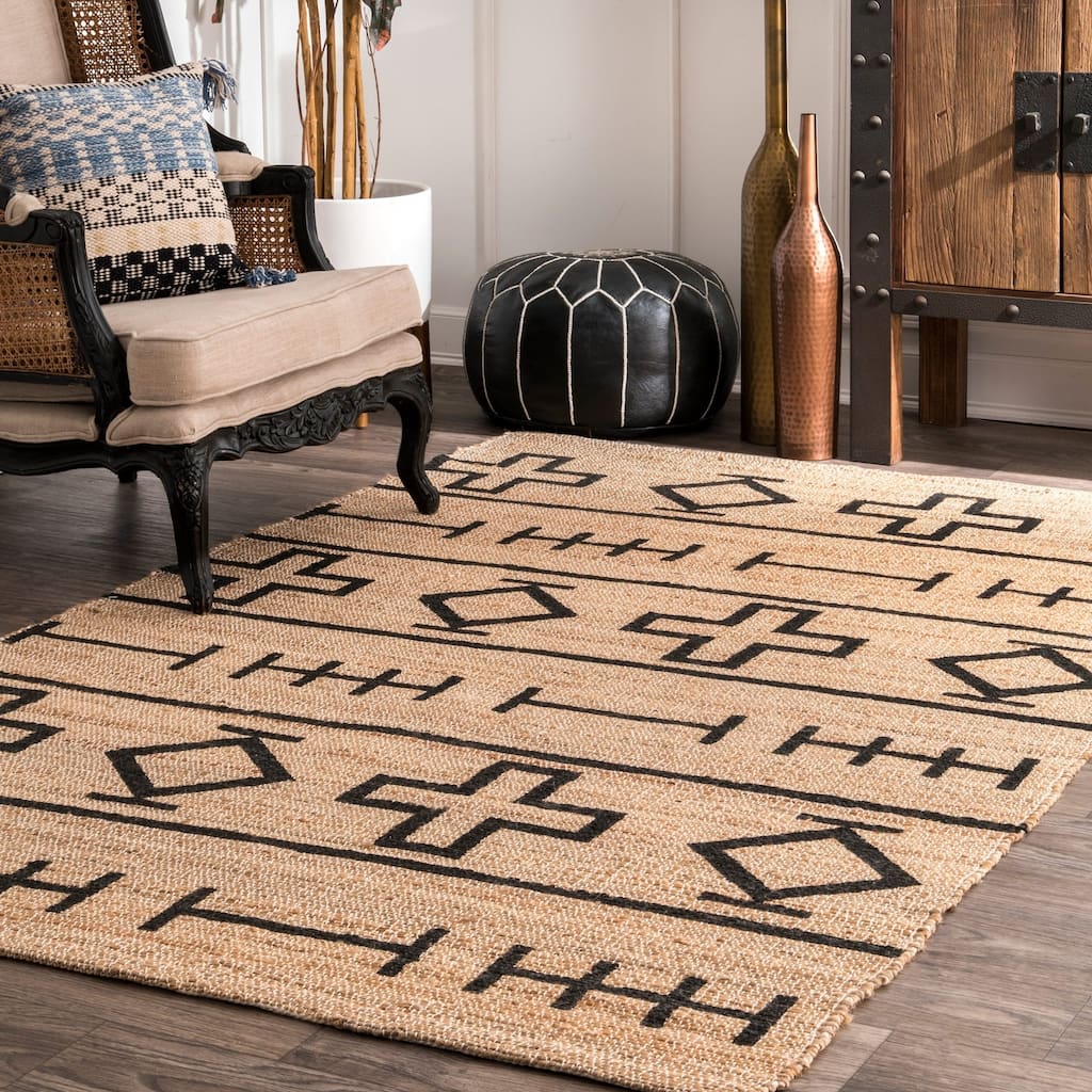 Nuloom Handmade Native Drawings Jute Natural Runner Rug