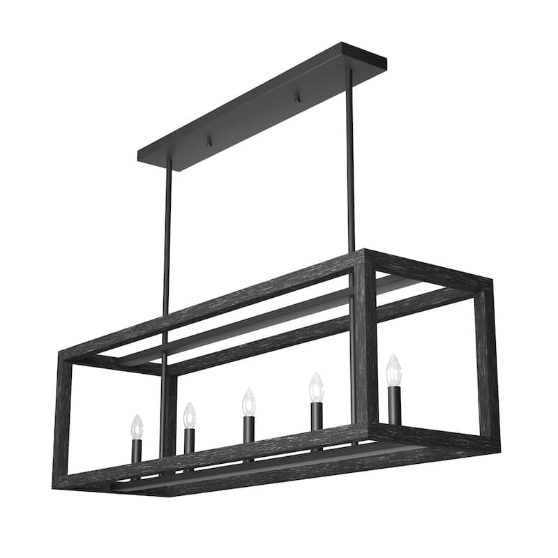 Hunter Squire Manor 6-Light Linear Chandelier - Island, Dining room - Candle, Modern Farmhouse, Transitional