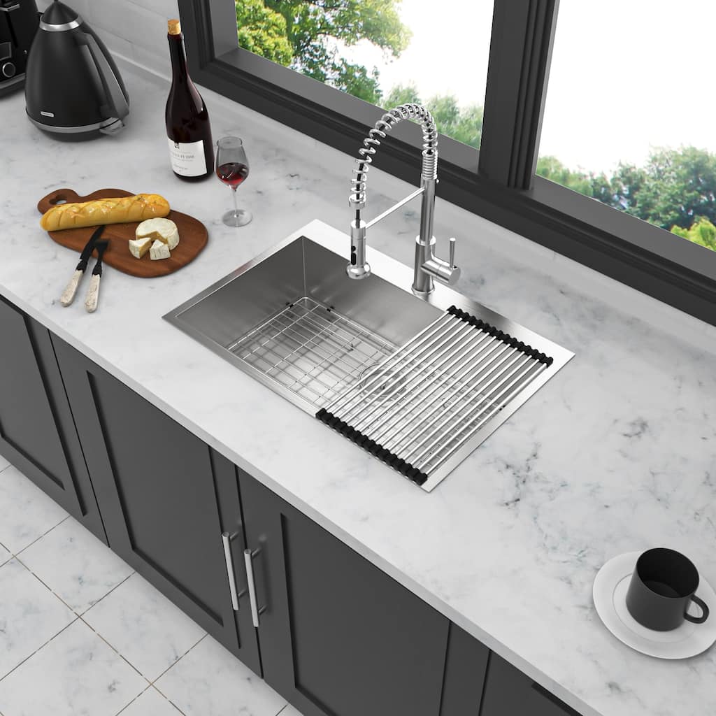 Drop In 16 Gauge Stainless Steel 33" Single Bowl Topmount Kitchen Sink Basin