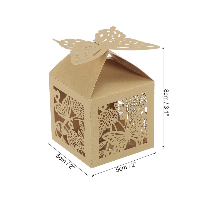 25Pcs Paper Hollow Butterfly Laser Cut Favor Boxes Candy Boxes