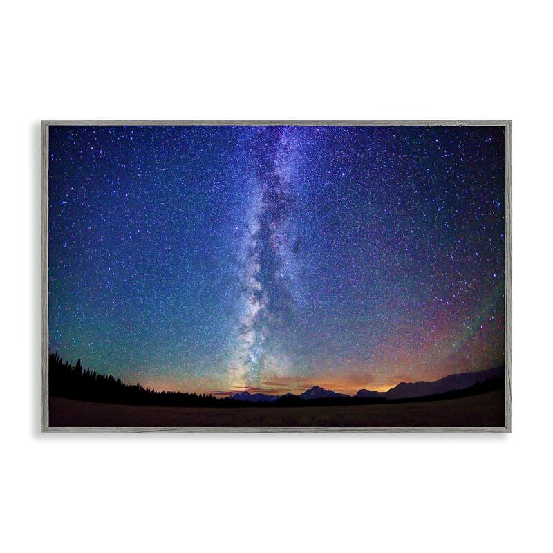 Stupell Milky Way Stars over Earth Framed Giclee Art Design By Royce Bair - 24 x 16 - Grey