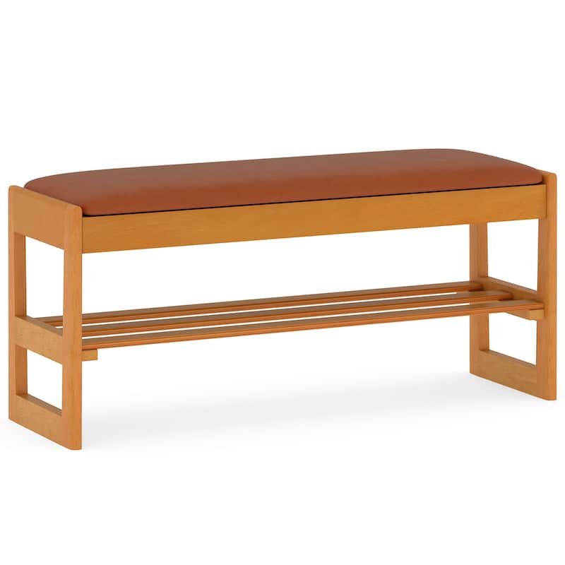 Gymax 40'' 2-Tier Shoe Rack Bench w/Flip-Top Storage Slatted Shelf for