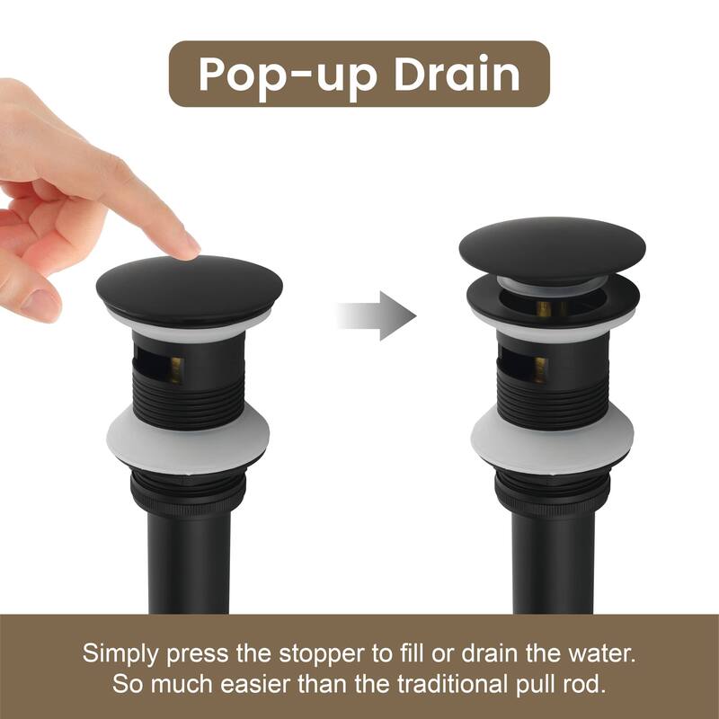 Bathroom Sink Pop Up Drain With Overflow Vessel Sink Lavatory Vanity Basin Drain Stopper Assembly