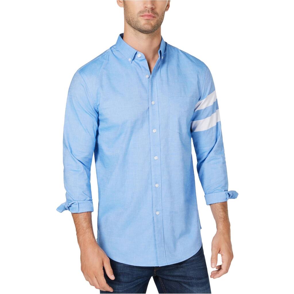 Club Room Mens Striped Sleeve Button Up Shirt