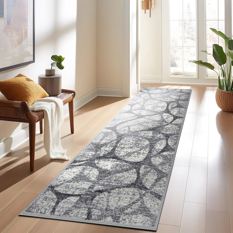 World Rug Gallery Modern Geometric Distressed Area Rug - 2'x7' Runner