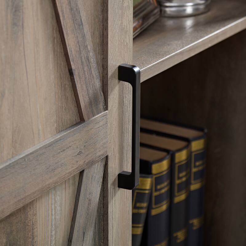 Rustic Farmhouse Tall Storage Cabinet with Barn Doors & Adjustable Shelves for Home Storage Solutions