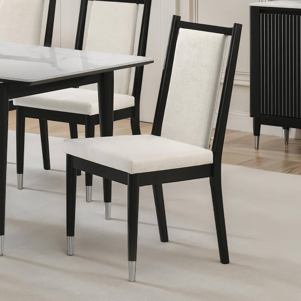 Black Finish Formal Padded Side Chairs Set