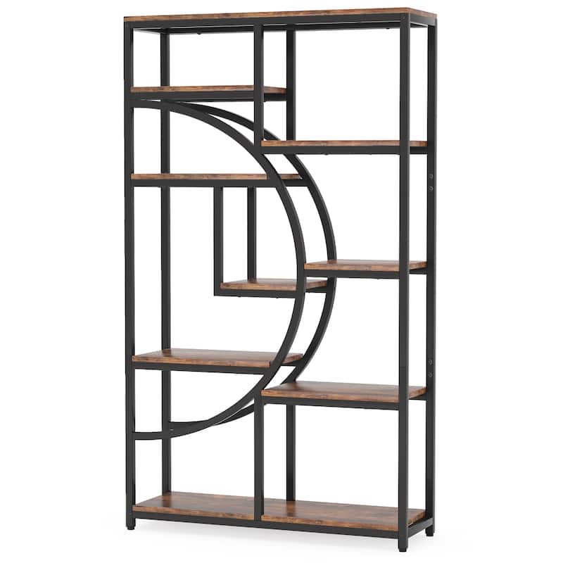 5-Tier Industrial Bookshelf, Open Etagere Storage for Living Room - Rustic Brown - 1 Pack