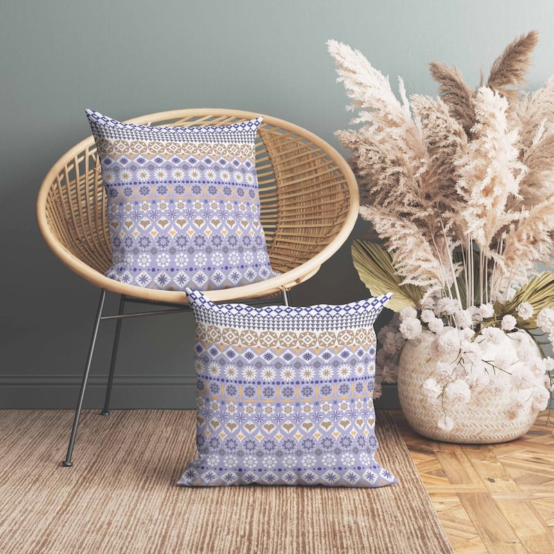 Shape Synergy Indoor/Outdoor Reversible Throw Pillow Blue and Gray