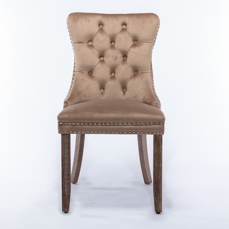 Tufted Velvet Dining Chairs with Nailhead Trim (Set of 2)