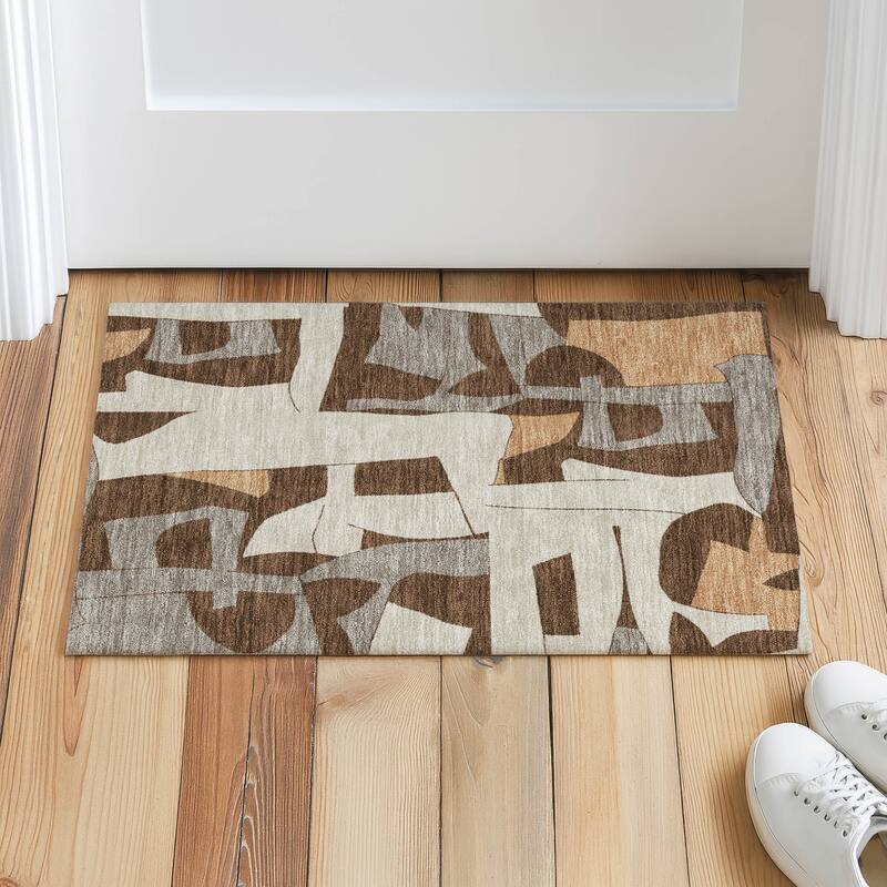 Machine Washable Indoor/ Outdoor Modern Crestone Chantille Rug