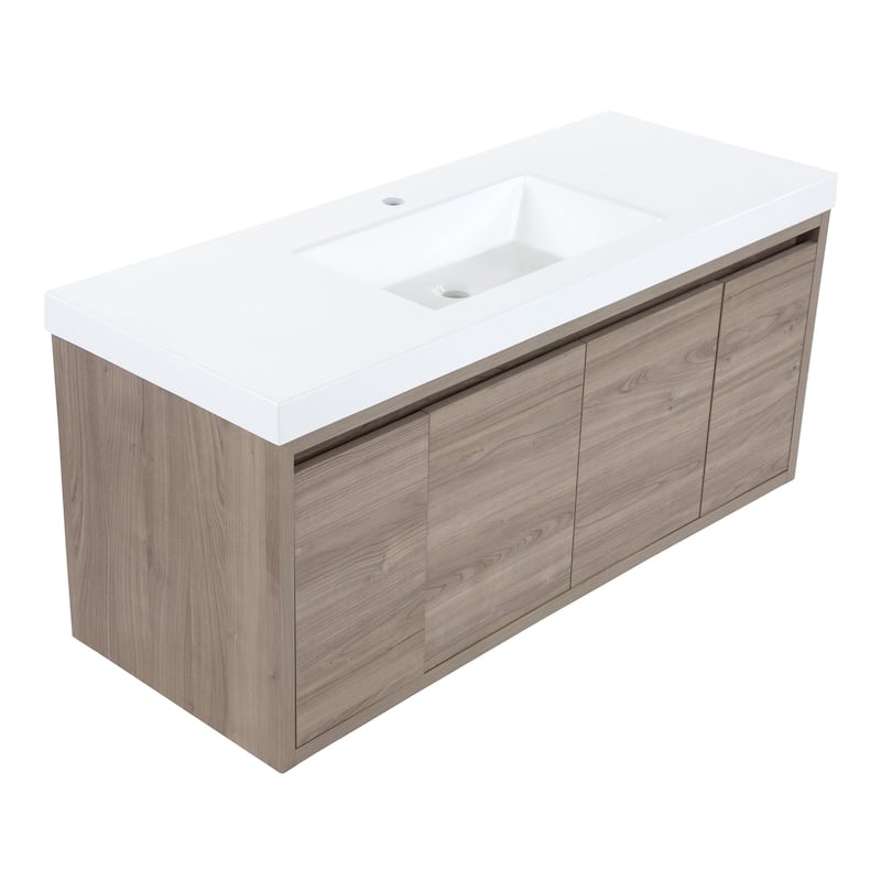 Kelby 48.5" Floating Bathroom Vanity With Cabinet, 2 Drawers, and White Sink Top
