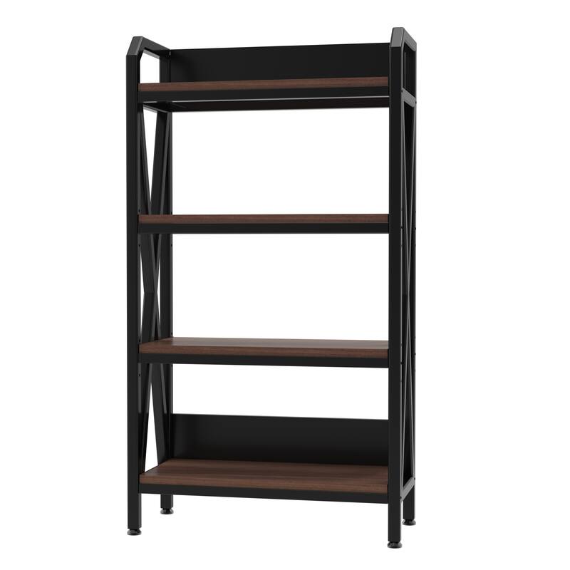 55'' Bakers Rack 4-Level Storage Shelves Metal and Wooden Kitchen Shelves, Kitchen Organizers and Storage,33.50'' Length