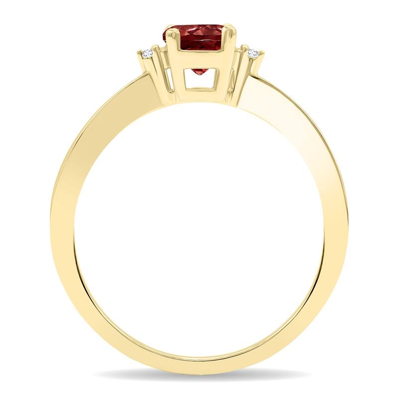 Women's Round Shaped Garnet and Diamond Classic Band in 10K Yellow Gold