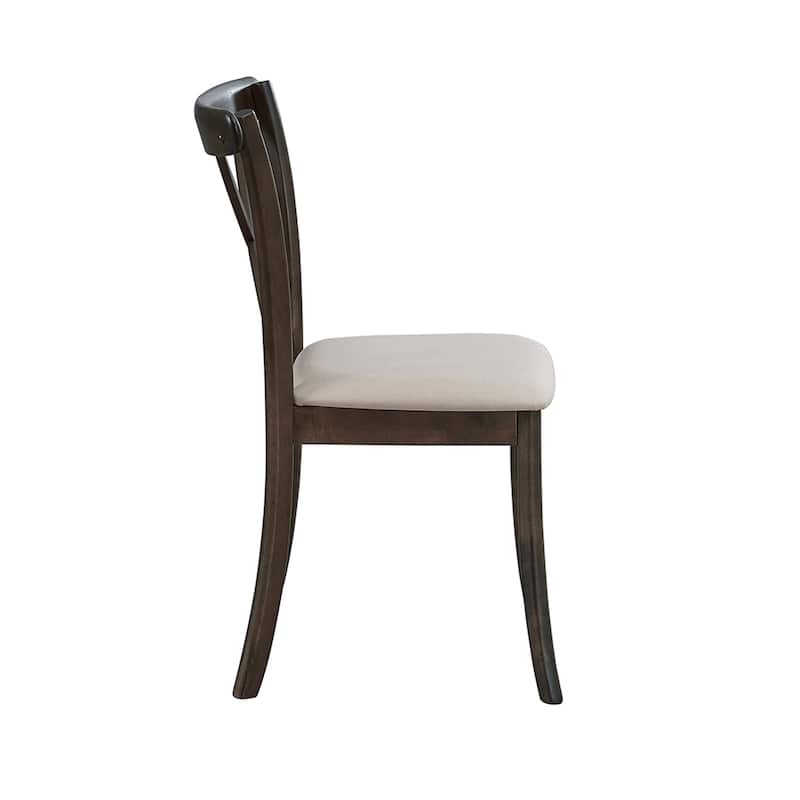 Wooden X Back Dining Chairs Set of 2, Modern Fabric Upholstered Kitchen Side 2PC Chairs