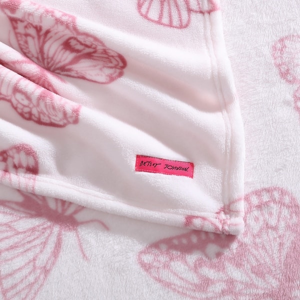 Betsey Johnson Printed Ultra Soft Plush Reversible Blanket