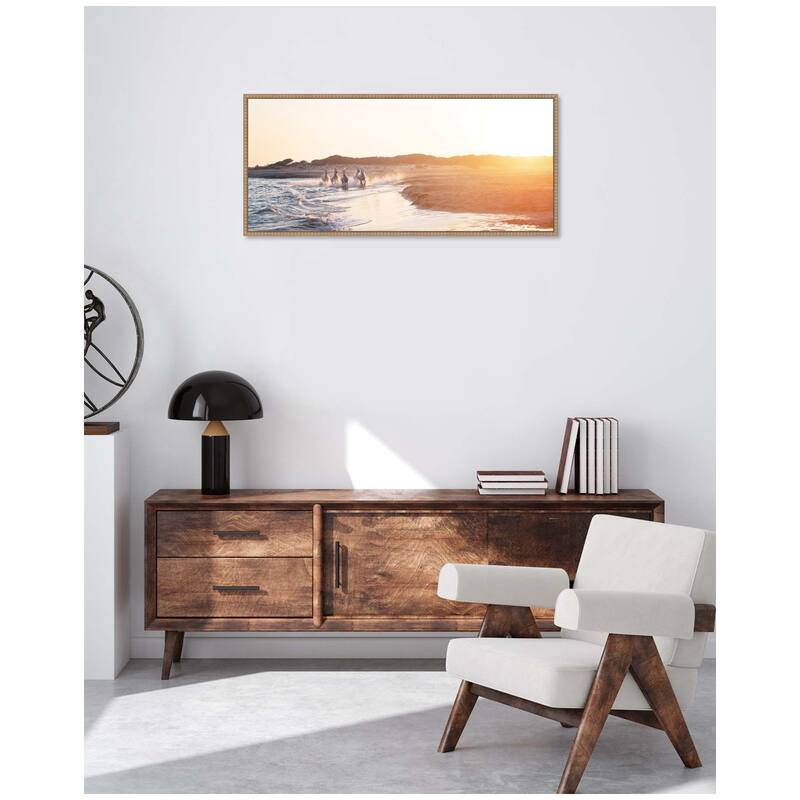 Kate and Laurel Camargue Horses XXIX by Laura Evans Framed Canvas Wall Art Print