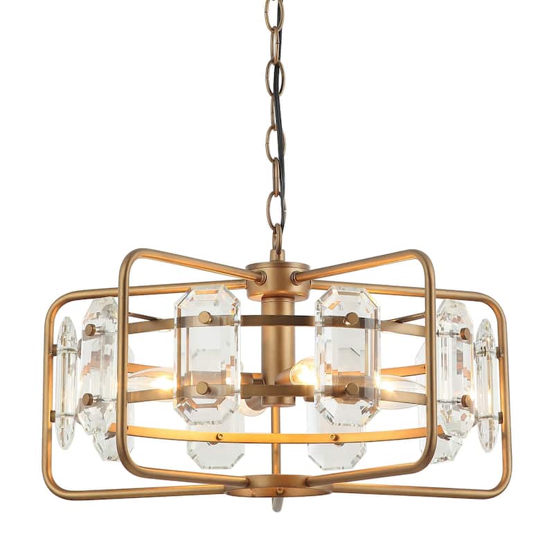 18" Modern Gold 4-Light Crystal Chandelier Ceiling Light