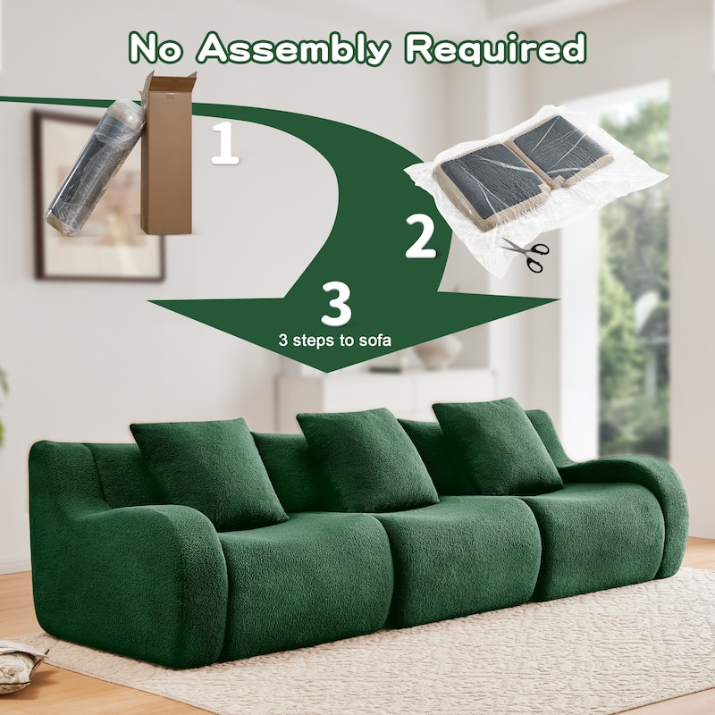 GDF Studio - Fairford 3-Seat Modular Sofa With Curved Armrests & Non-Slip Base