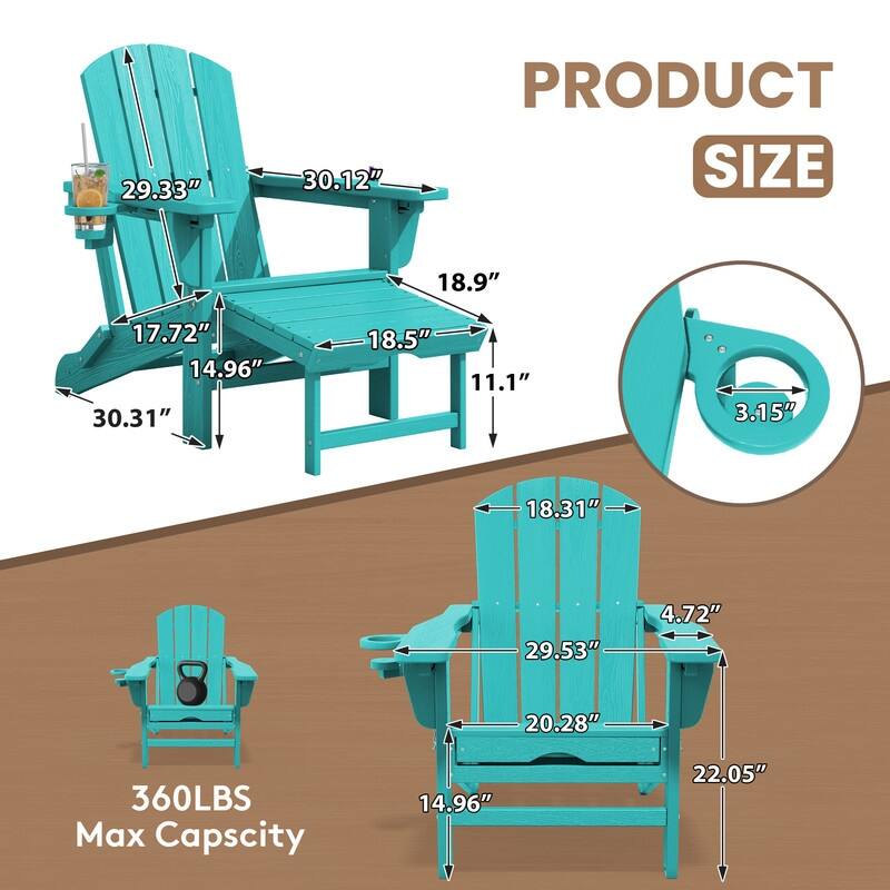 Folding Outdoor Chair with 3-Position Reclining Backrest & Telescoping Footrest