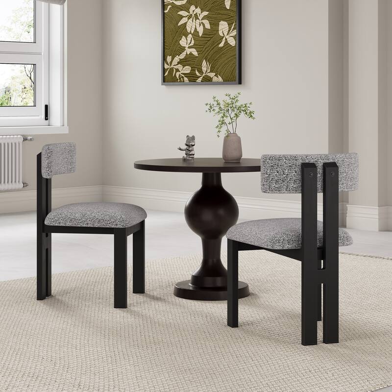 Astura Upholstered Dining Chairs, Iron Frame, Set of 2 by Christopher Knight Home - Black + White