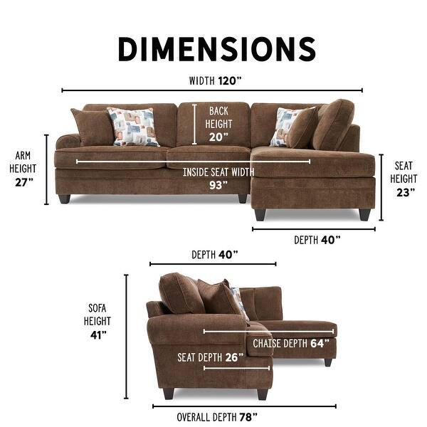 True Seating Langston Right Hand Facing Sectional Made In Usa Overstock 29874095