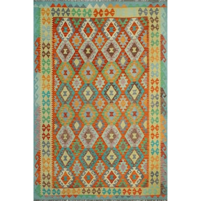 Sangat Flatweave Legar Red/Beige Rug - 6'9" x 10'2"