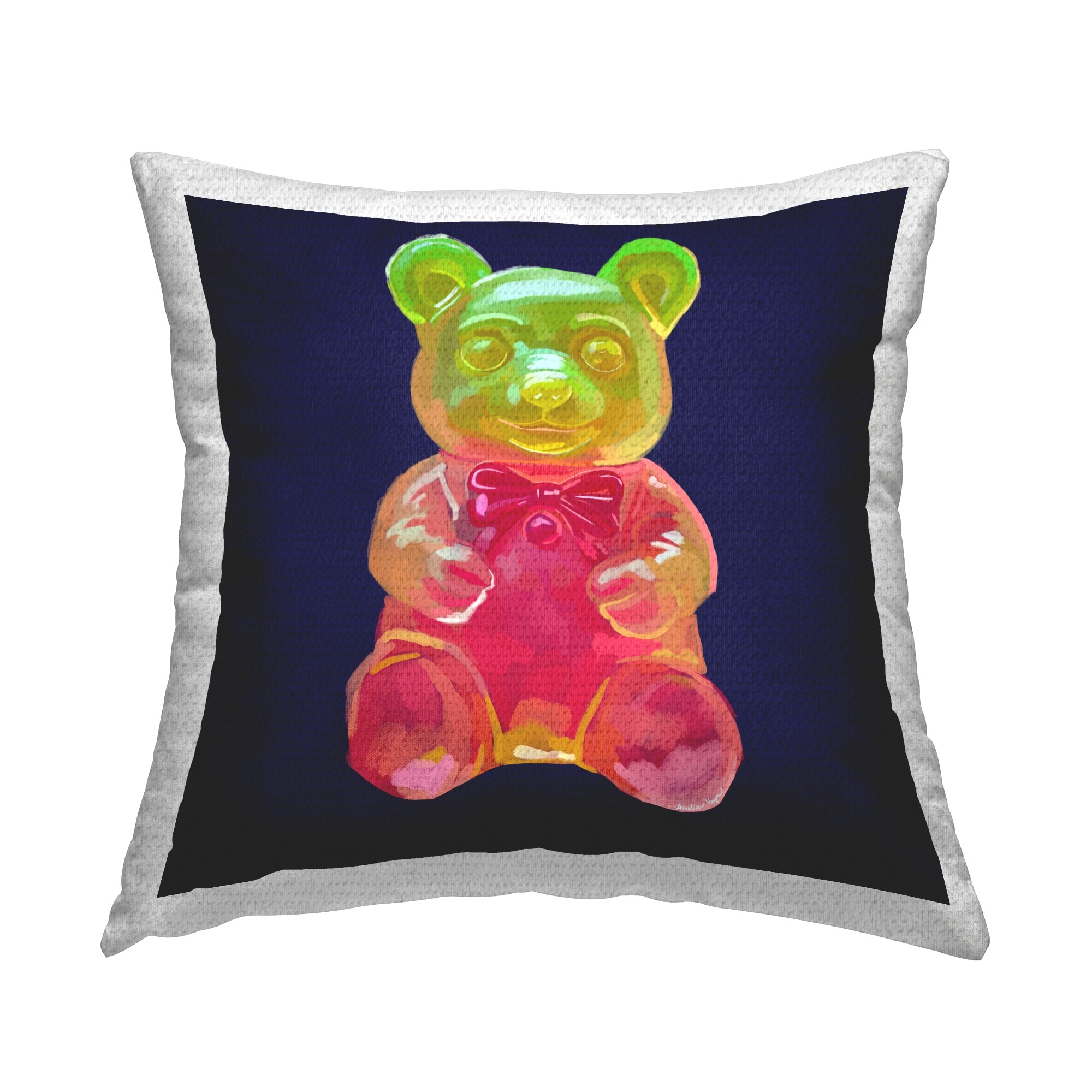Stupell Modern Candy Bear Printed Outdoor Throw Pillow Design by Amelia Noyes