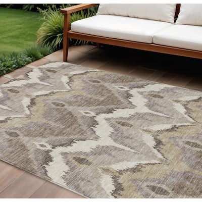 HomeRoots Ikat Transitional Rectangle Outdoor Rug