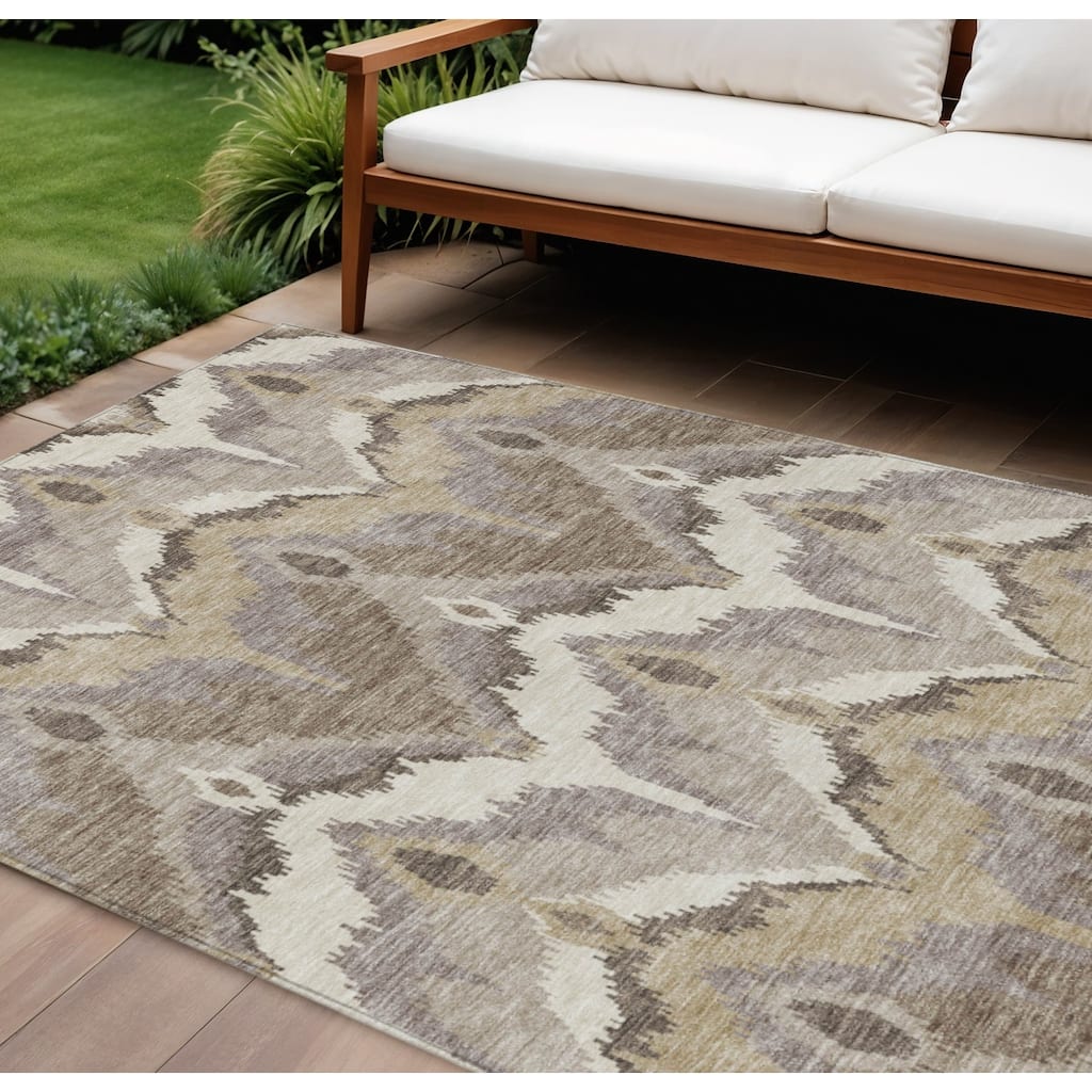 HomeRoots Ikat Transitional Rectangle Outdoor Rug