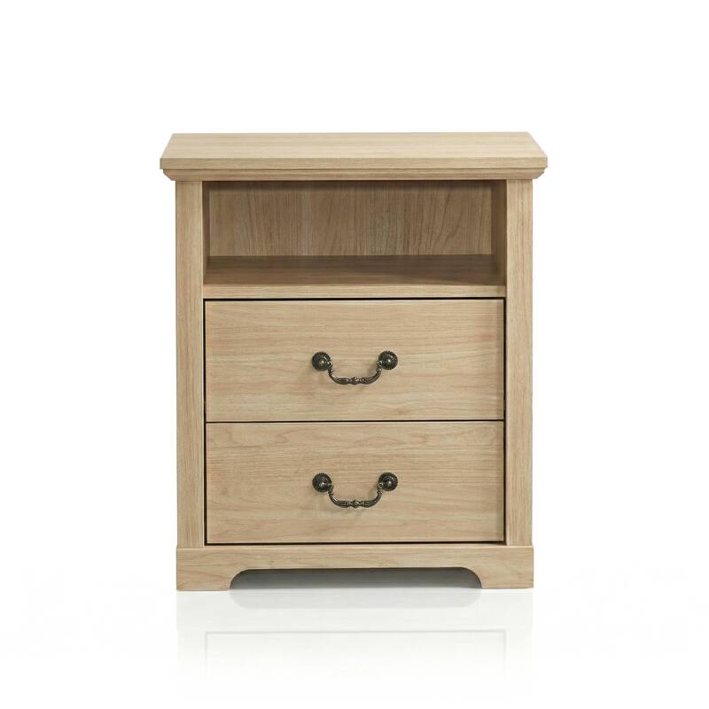 247 Shop At Home Marie 2-Drawer Nightstand with Open Storage Shelf