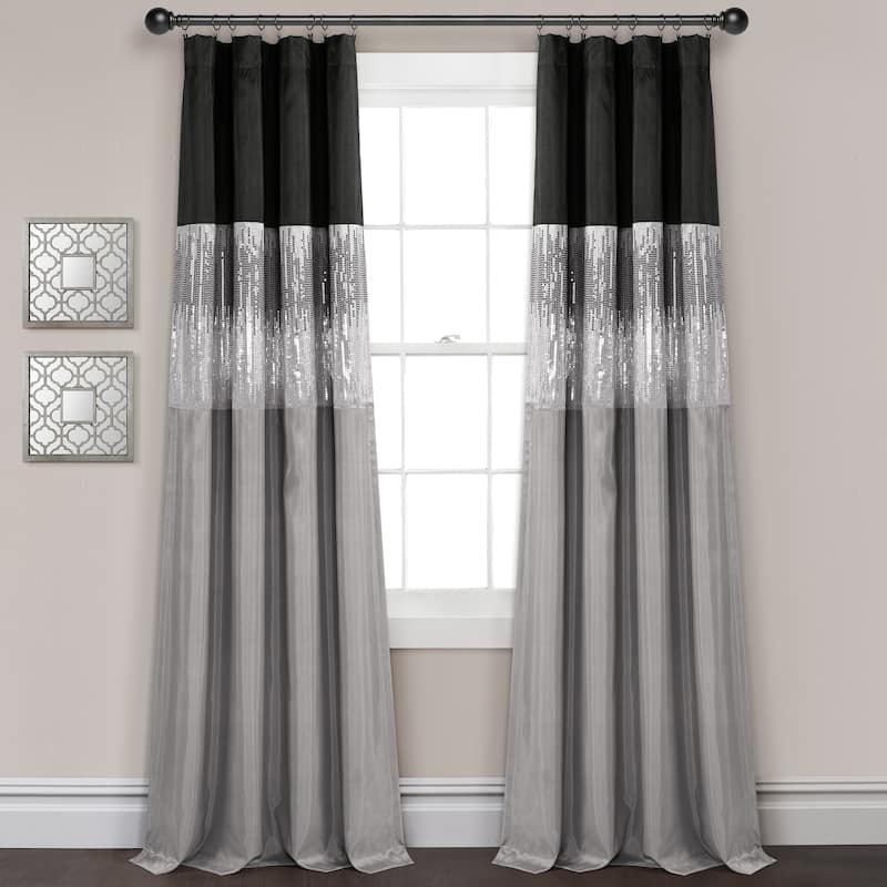 Lush Decor Night Sky 100 Percent Lined Blackout Window Curtain Panel Single - 42X84 - Black/Gray