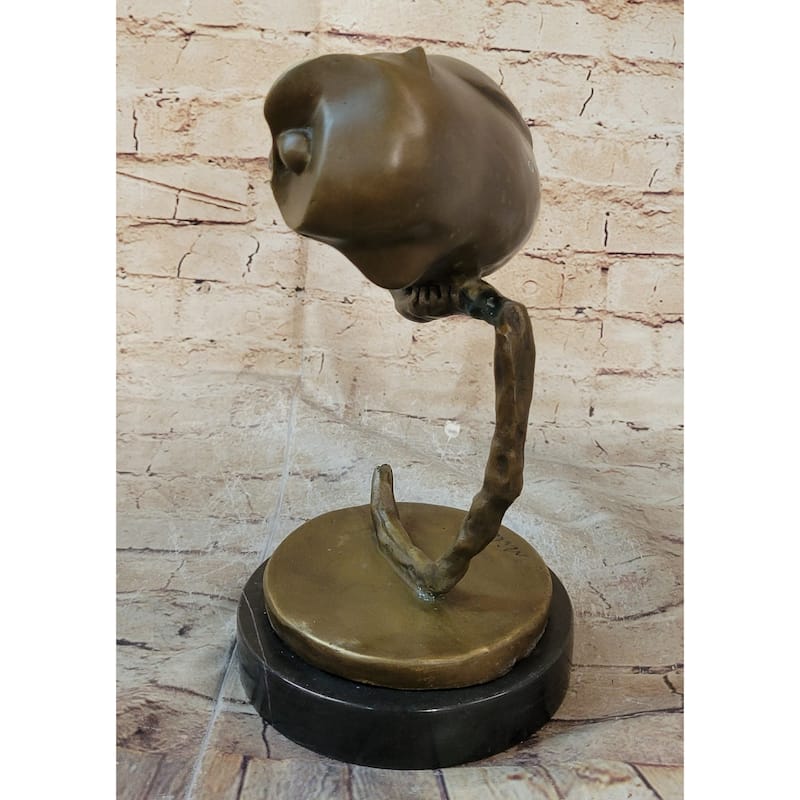 Modern Art Abstract Owl Bird Sculpture Statue Figure On Marble Base 10 Inches X 10 Inches