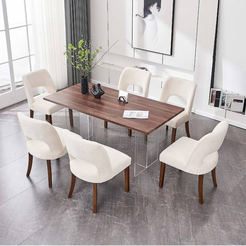 Dining Chairs Set of 2/4/6,Fabric Upholstered Kitchen Chairs with Wood Legs