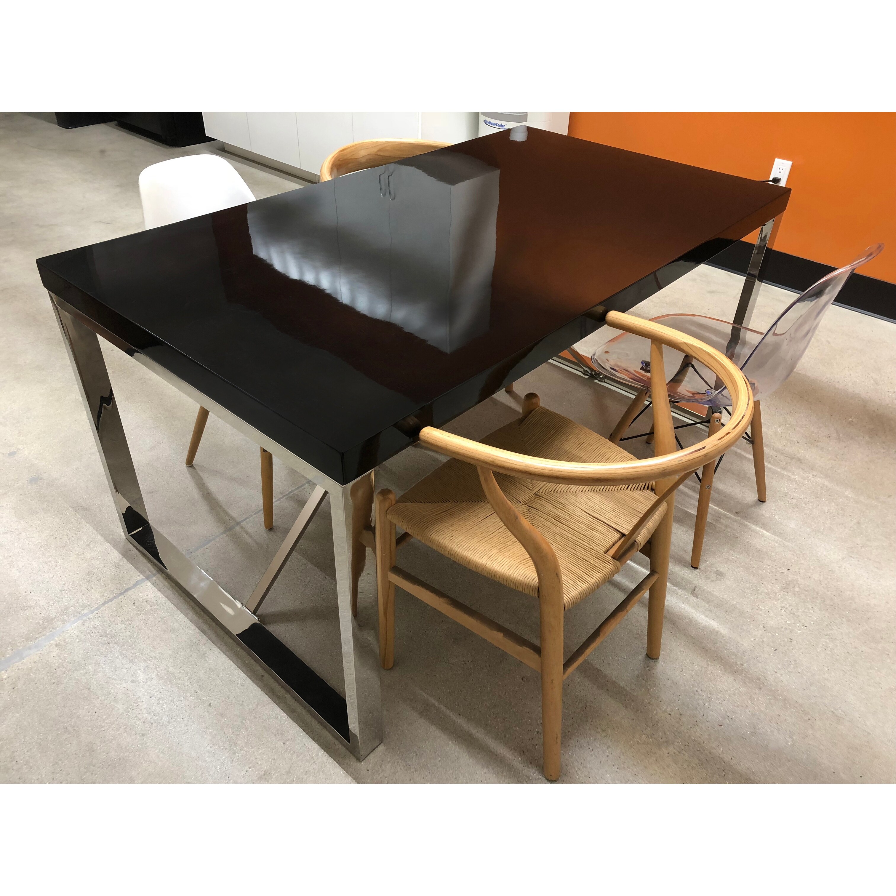 2xhome Modern Designer Wood Top Dining Table With Metal Legs Strong Sturdy Frame 70 75 Inches Black On Sale Overstock 28370391