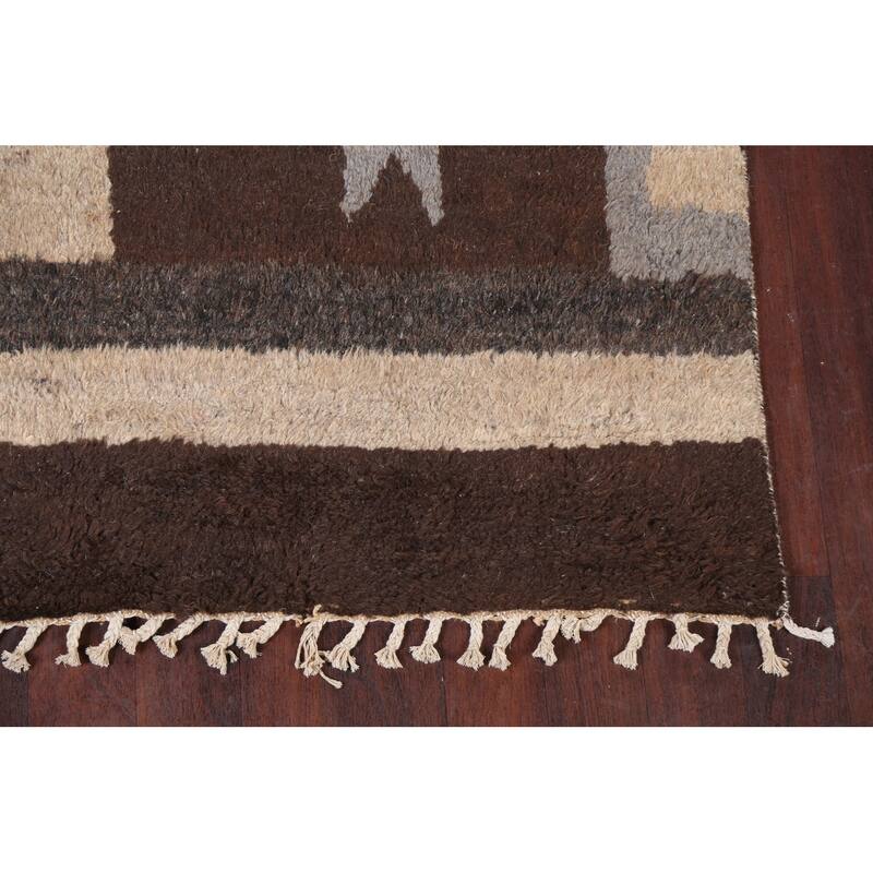Abstract Moroccan Oriental Wool Area Rug Hand-knotted Bedroom Carpet - 5'9" x 9'6"