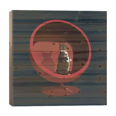 Cats In Chairs VI Print On Wood by Artcatillustrated - Multi-Color
