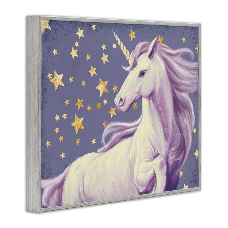 Stupell Purple Unicorn in Starry Night Sky Space Fantasy Framed Wall Art