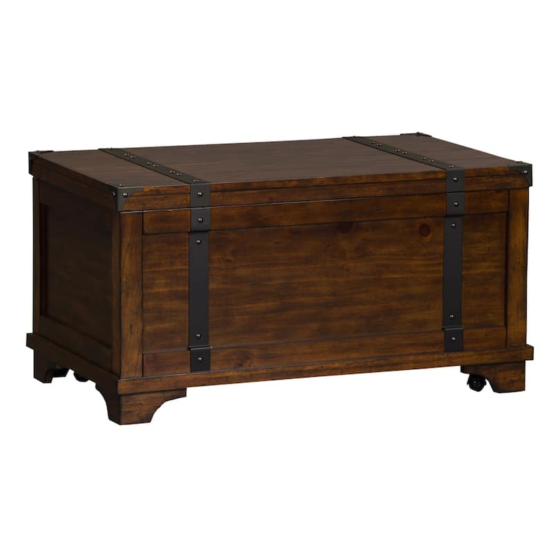 Aspen Skies Russet Brown and Metal Accents Storage Trunk