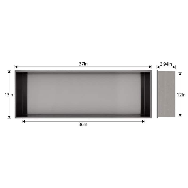 Kichae Shower Niche 37" Stainless Steel Recessed Shower Niche - Gunmetal grey