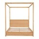 preview thumbnail 18 of 22, Modern Queen/Full Size Canopy Platform Bed with Headboard and Support Legs - Natural Finish, Sturdy Pine Wood Construction