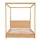 preview thumbnail 6 of 22, Modern Queen/Full Size Canopy Platform Bed with Headboard and Support Legs - Natural Finish, Sturdy Pine Wood Construction