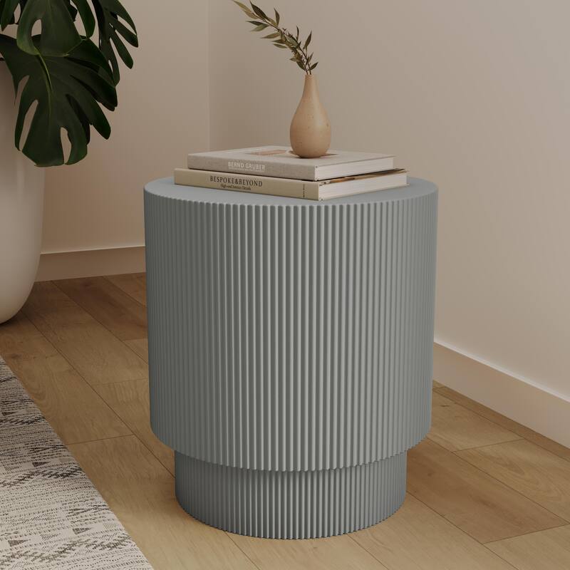 Eden 14-Inch Wide Round Side Table in Fiberstone Accent End Table for Indoor and Outdoor