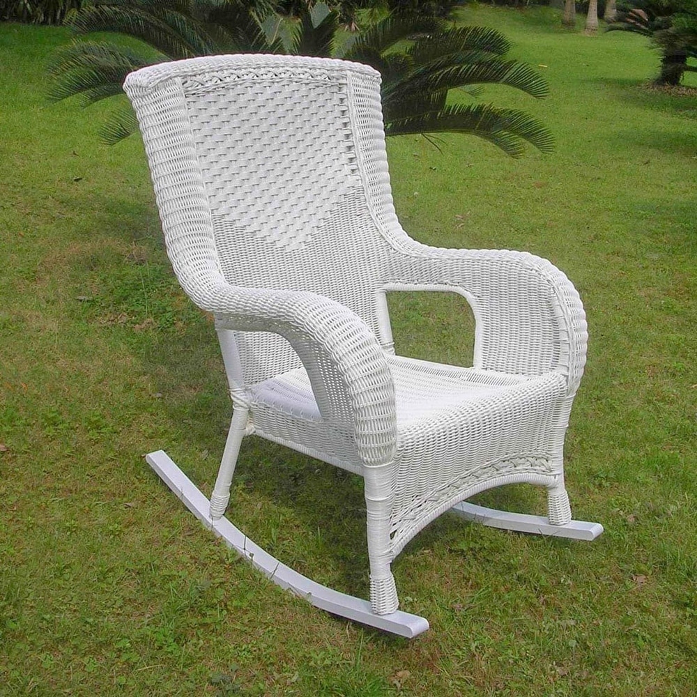 White resin wicker rocking chair discount