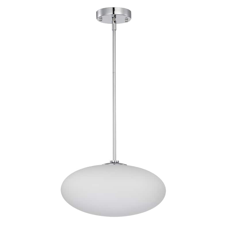 Livia Chrome Pendant Light with Glass Oval Frosted Shade